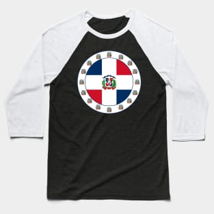 Dominican Republic Flag Medallion with Emblem Baseball T-Shirt